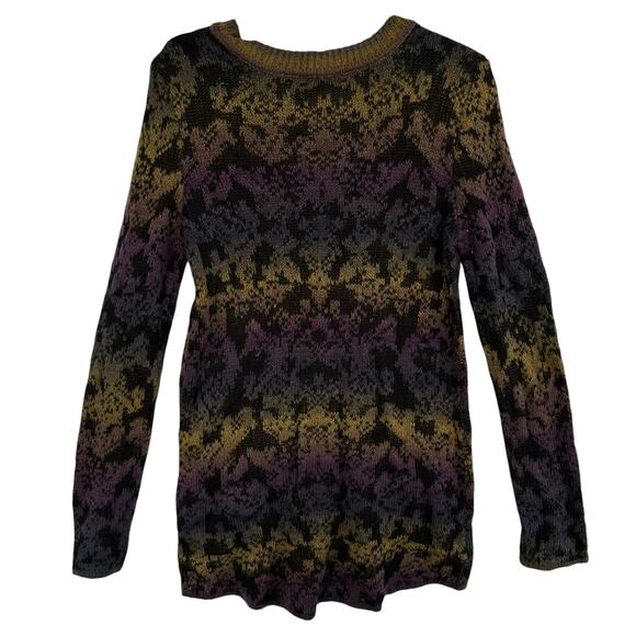 Womens Knit Pullover Long Sweater XL Damask Cyber 00's Y2K Rave Emo Oversized - Picture 2 of 9